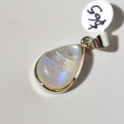 Rainbow Moonstone and sterling silver pendant 20x15mm