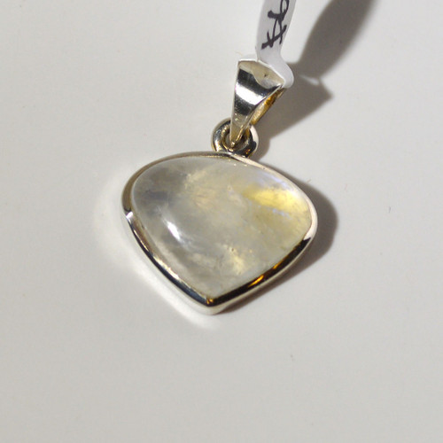 Rainbow Moonstone and sterling silver pendant 16x20mm
