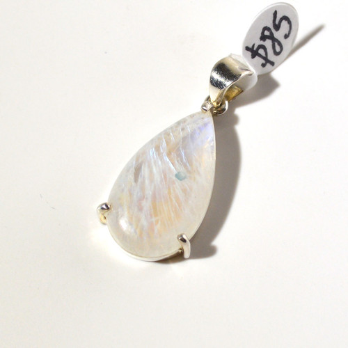 Rainbow Moonstone and sterling silver pendant 27x24mm