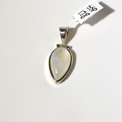 Rainbow Moonstone and sterling silver pendant 18x12mm