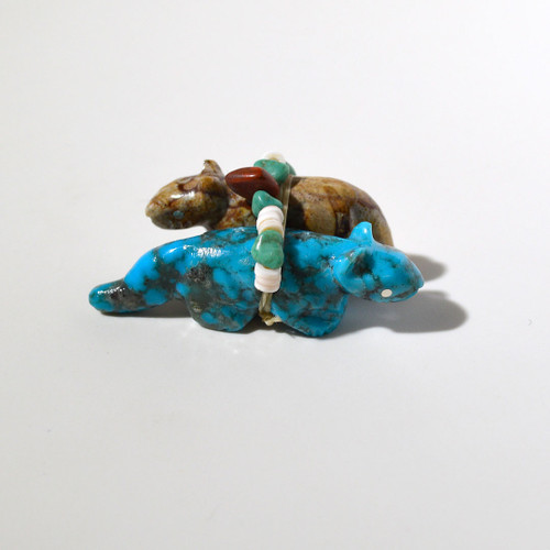 Daisy Rose Leonard Mountain Lion Fetish Pair | Picasso marble and turquoise #2