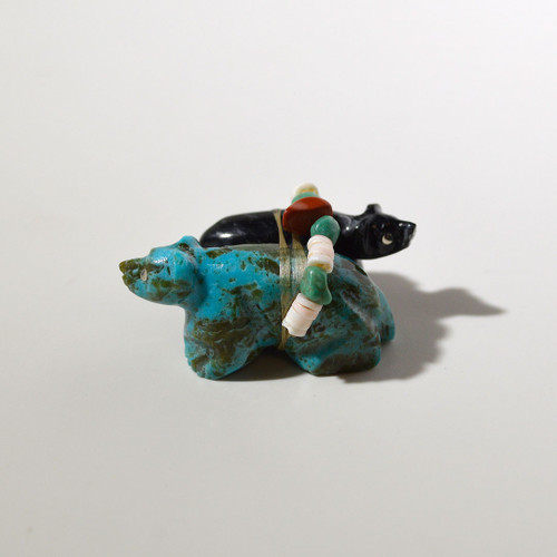 Daisy Rose Leonard Double Bear Fetish | Picasso Marble and Turquoise #2