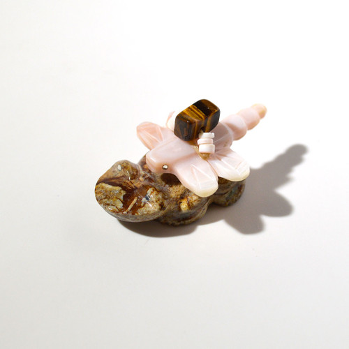 Daisy Rose Leonard Frog and Dragonfly Fetish | Picasso marble and pink abalone #2