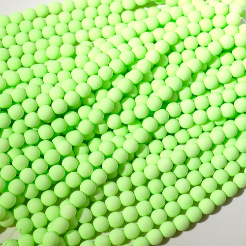 8mm Velvet Soft Lime Czech Glass Beads Strand