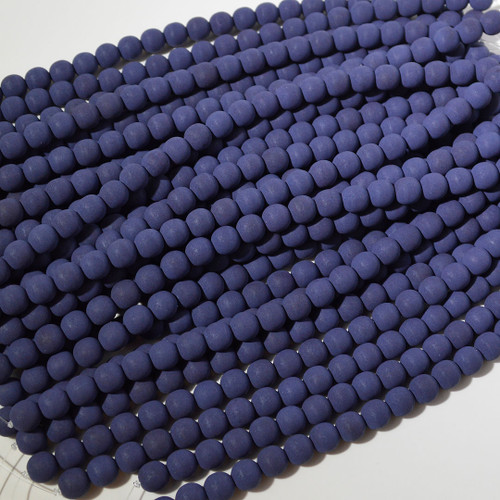 8mm Velvet Black  Czech Glass Beads Strand | 8" Strand