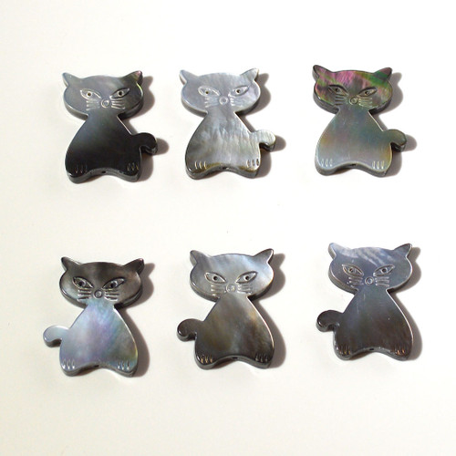 Cat Bead | Black Snail Shell | Top Drilled