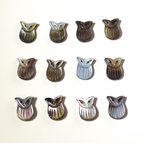 Owl bead | Black Snail Shell | Top Drilled