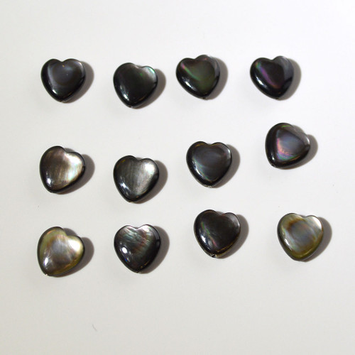 Heart bead | Black Snail Shell | Top Drilled