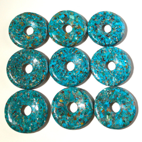 Turquoise donut pendant | Composite | 40mm diameter | 10mm hole