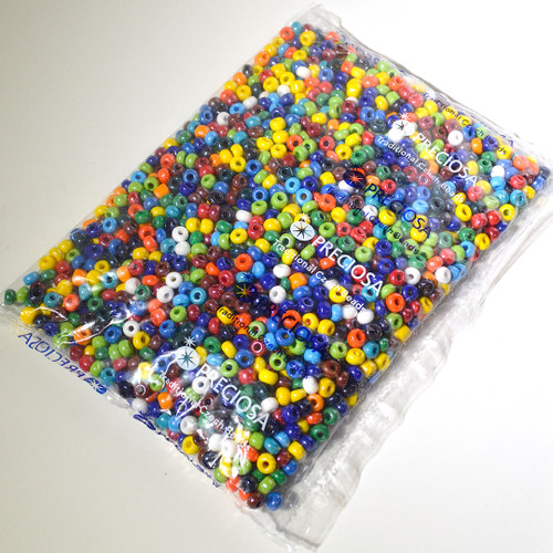 1/0 Mixed Opaque Lustre Czech Seed Beads sold by 500 gram bags. 