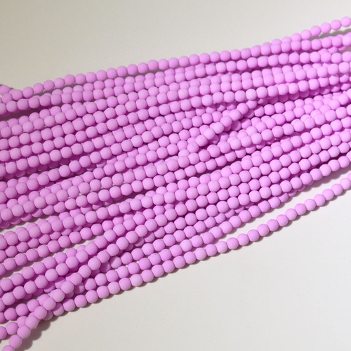 4mm Velvet Soft Magenta Czech Glass Beads Strand | 8" Strand