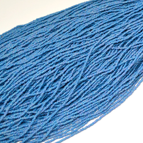 11/0 Medium Blue AB Matte Opaque Czech Seed Bead 