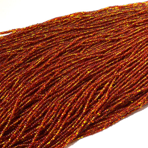 10/0 Harlequin Transparent Red/Yellow Czech Seed Bead | Hank