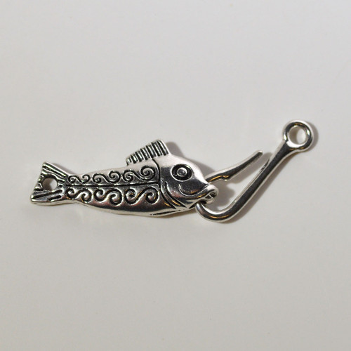 Hook and eye 55x13mm silver plate | Fish/hook