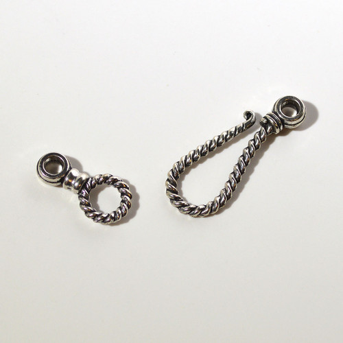 Hook and Eye Twist Clasp 55x14mm silver plate | 1 Clasp