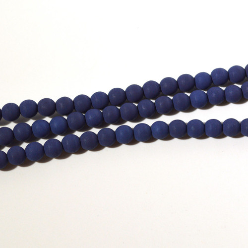 6mm Velvet Black Czech Glass Beads Strand | 8" Strand