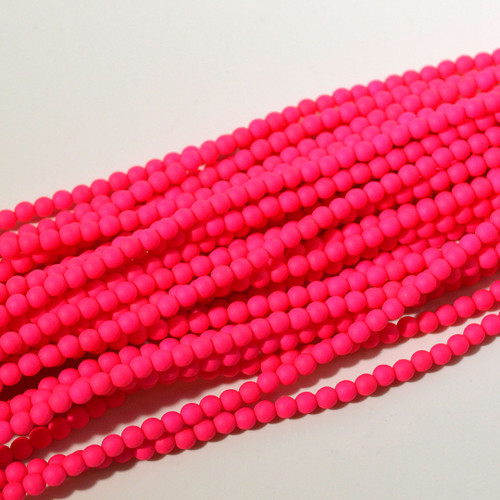 4mm Velvet Pink Czech Glass Beads Strand | 8" Strand