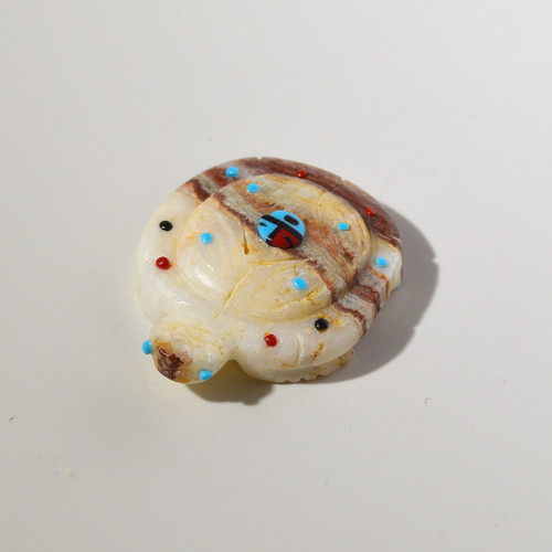 Turtle Fetish carved by Danette Laate | Travertine