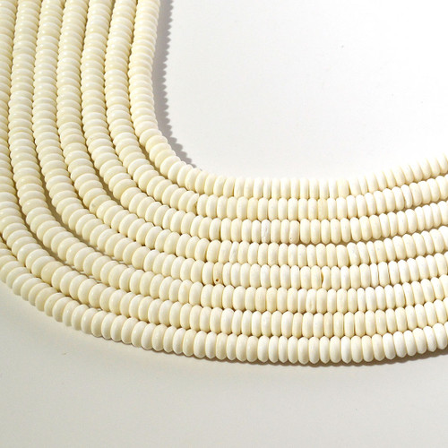 6mm Buffalo Bone Rondell Bead Strand | Natural Color