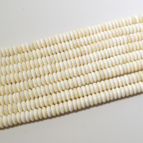 8mm Buffalo Bone Rondell Bead Strand | Natural Color