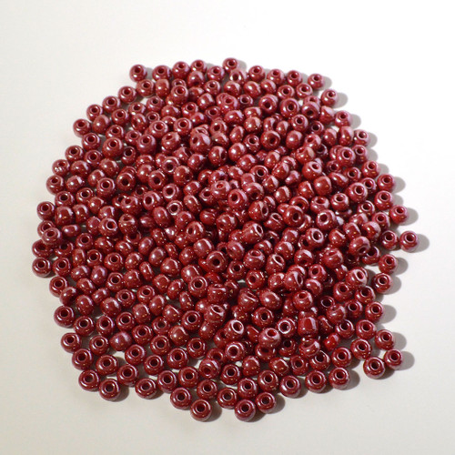 1/0 Opaque Dark Red Luster Czech Seed Beads