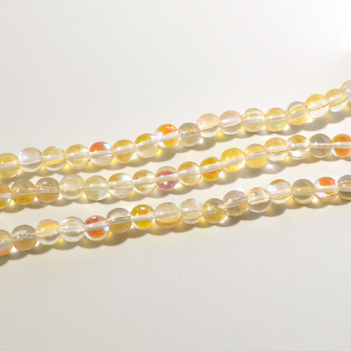 6mm Orange AB Glow in the dark round bead strand | 8 inch 
