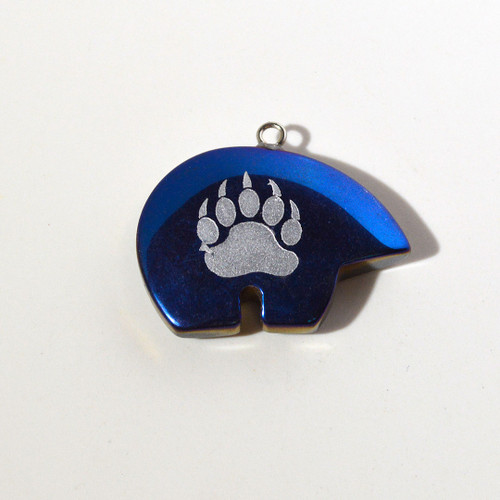 Hematite Bear Pendant Metallic Blue Color