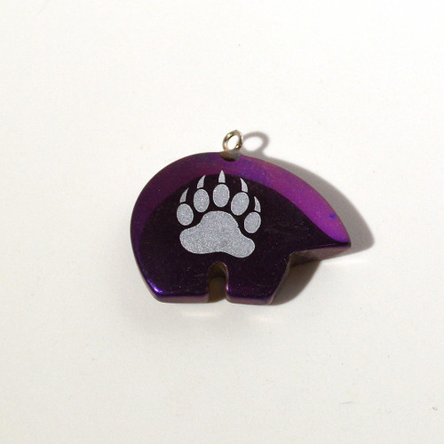 Hematite Bear Pendant Metallic Purple Color