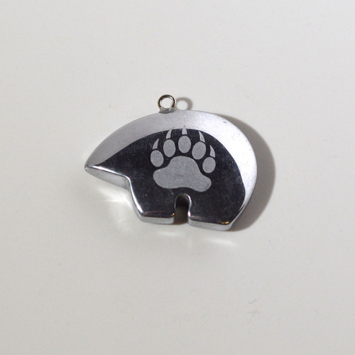 Hematite Bear Pendant Plated Rhodium Color