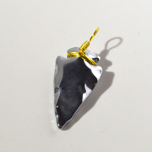 Hematite Arrowhead Pendant Plated Rhodium 17x32mm