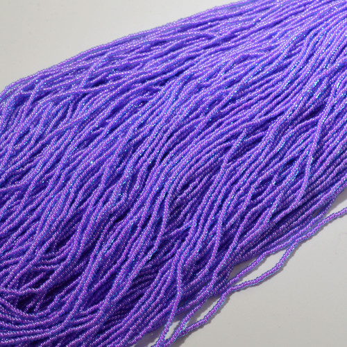 11/0 Aqua and Pink Color Line Czech Seed Bead Hank