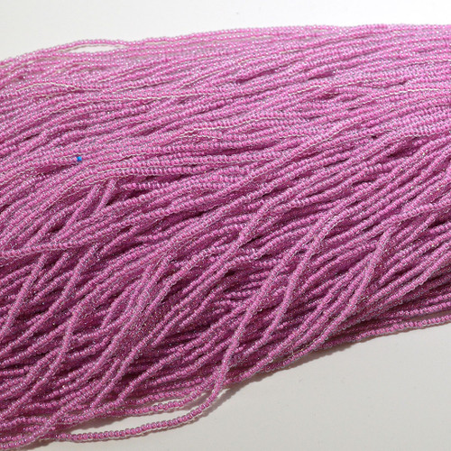 11/0 Crystal/Orchid Lined Czech Seed Bead | Hank