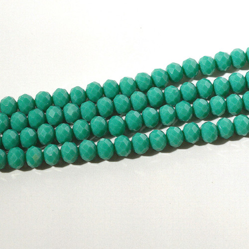 Turquoise Green Crystal Facetted Rondelles | 6x8mm 