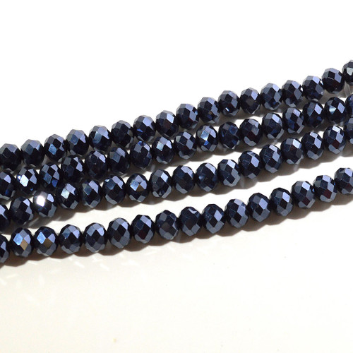 Gunmetal Luster Facetted Rondelles | 6x8mm 