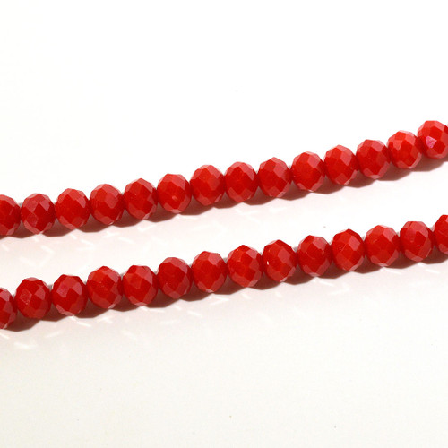 6x8mm Opaque Red Faceted Rondelles