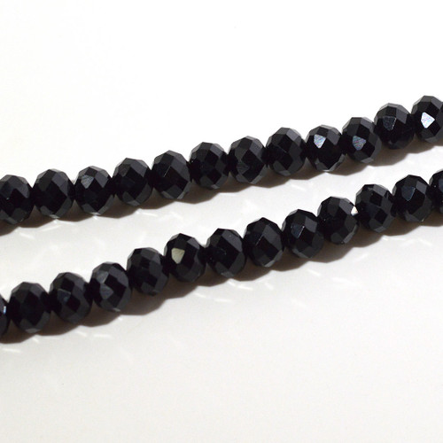 6x8mm Opaque Black Facetted Rondelles | 2x8"strands