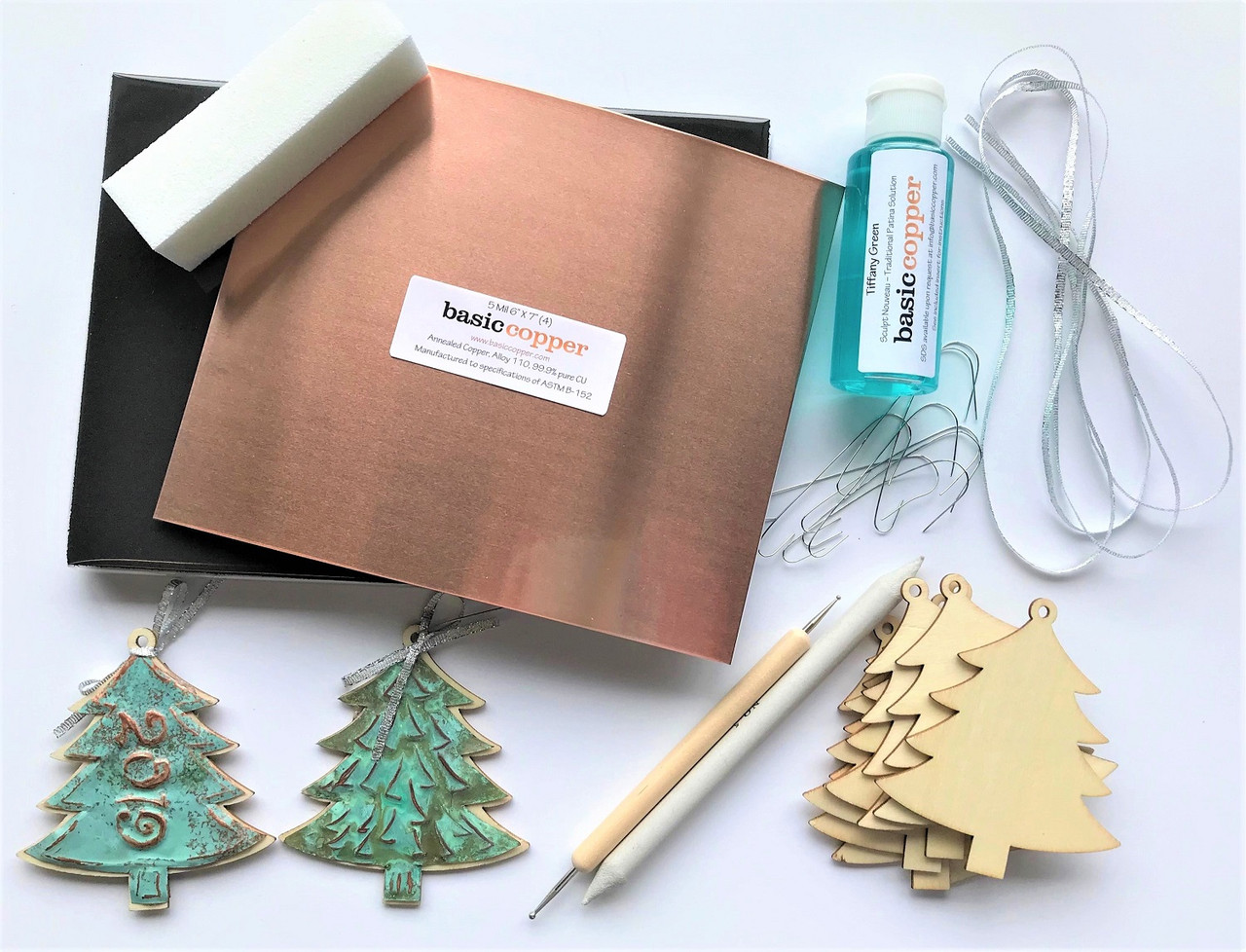 Copper Foil Christmas Tree Ornament Craft Kit by Basic Copper