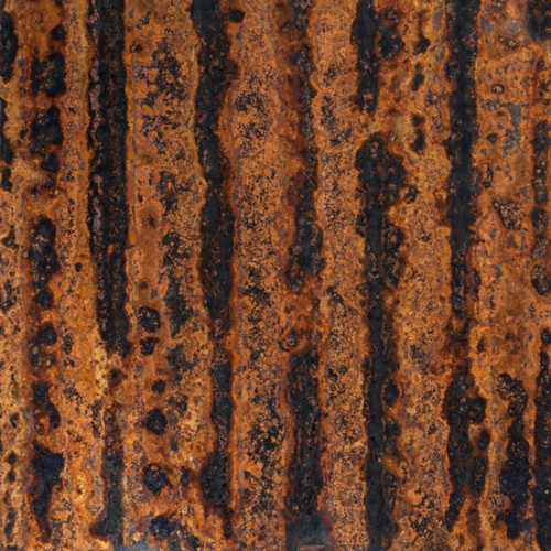 copper sheet with alternating stripes of dark and light mottled areas