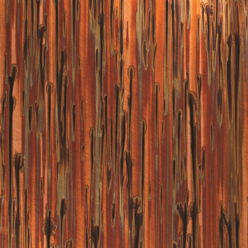 copper with multicolor striped pattern with dark brownish black accents