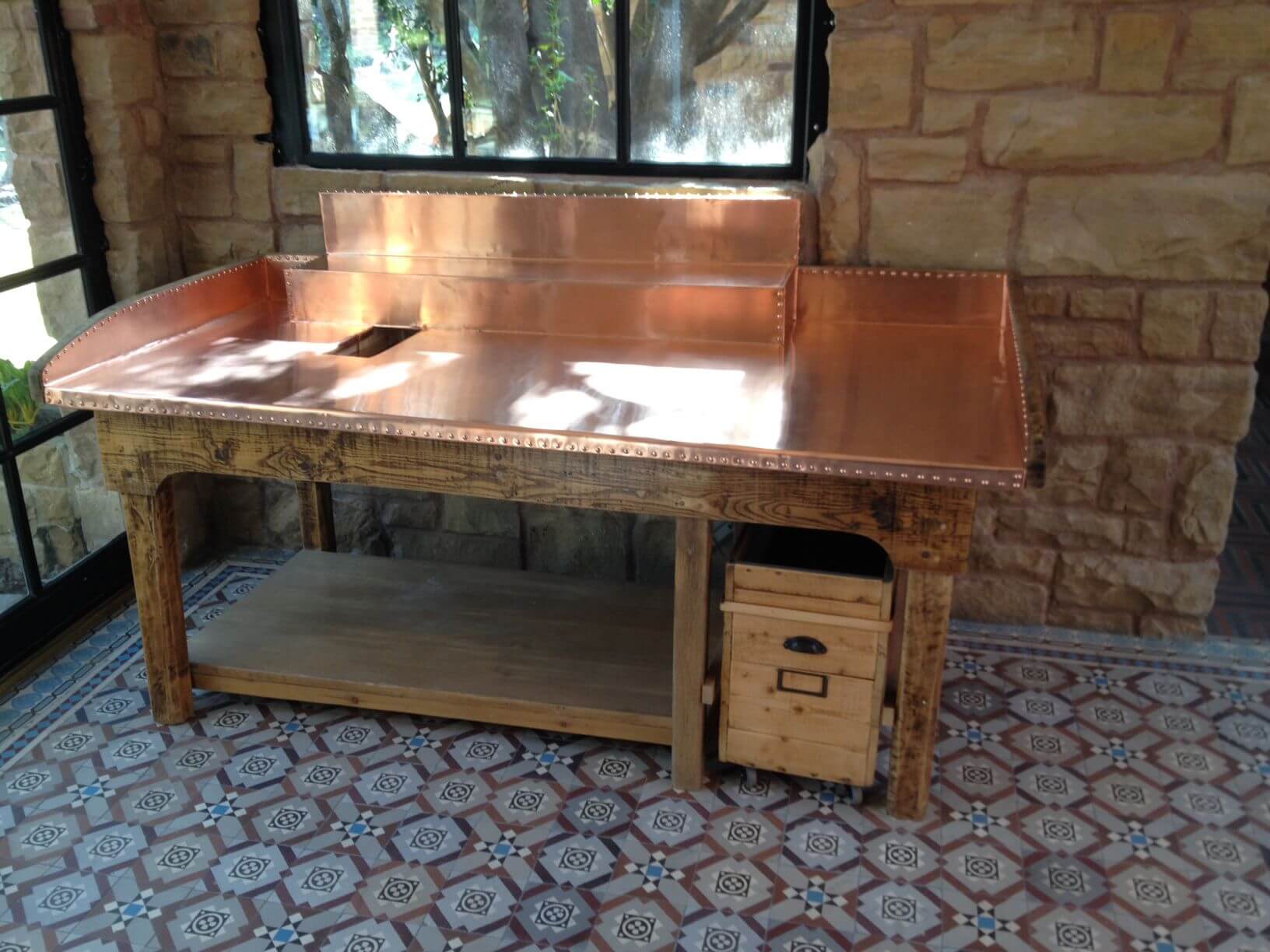 Antique Apple Sorting Copper Table 