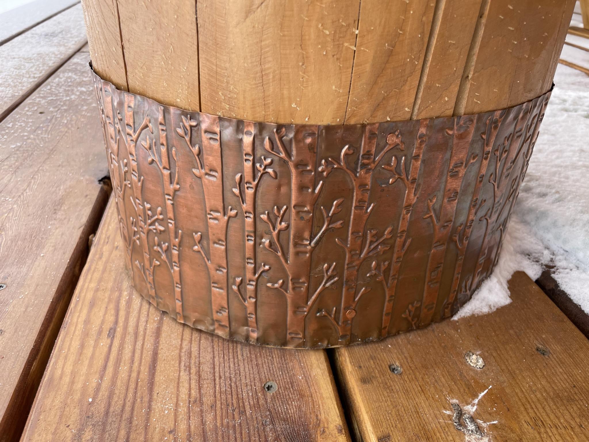 Embossed copper post wrap 
