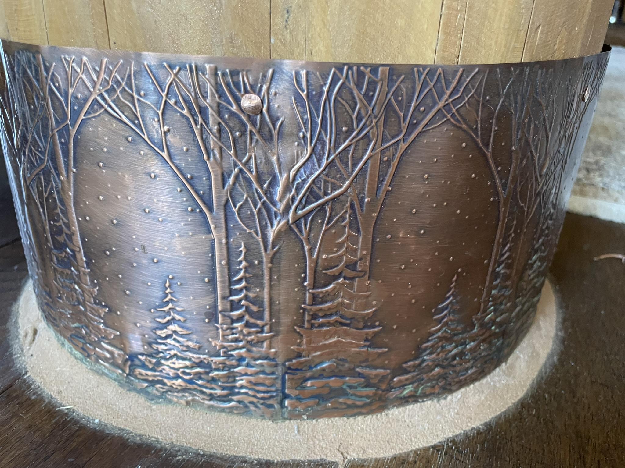 Embossed copper post wrap 
