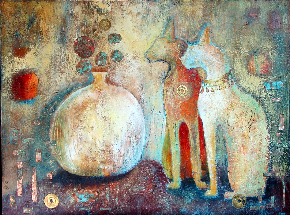 Copper with Cats Painting by Sibyl MacKenzie