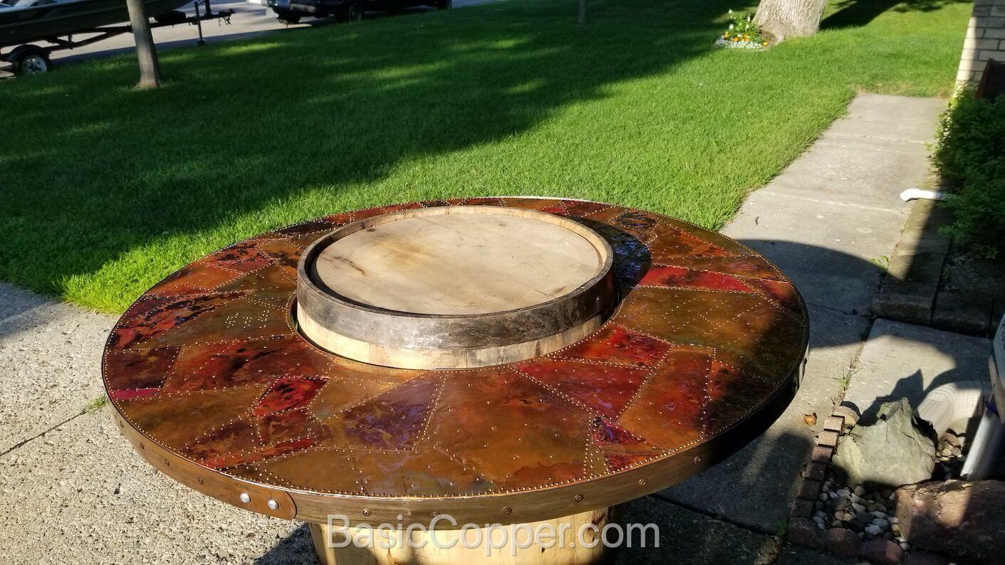 Flamed Torched Copper Table Top 