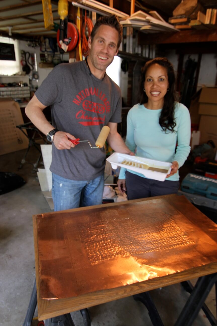 distressed copper cabinet