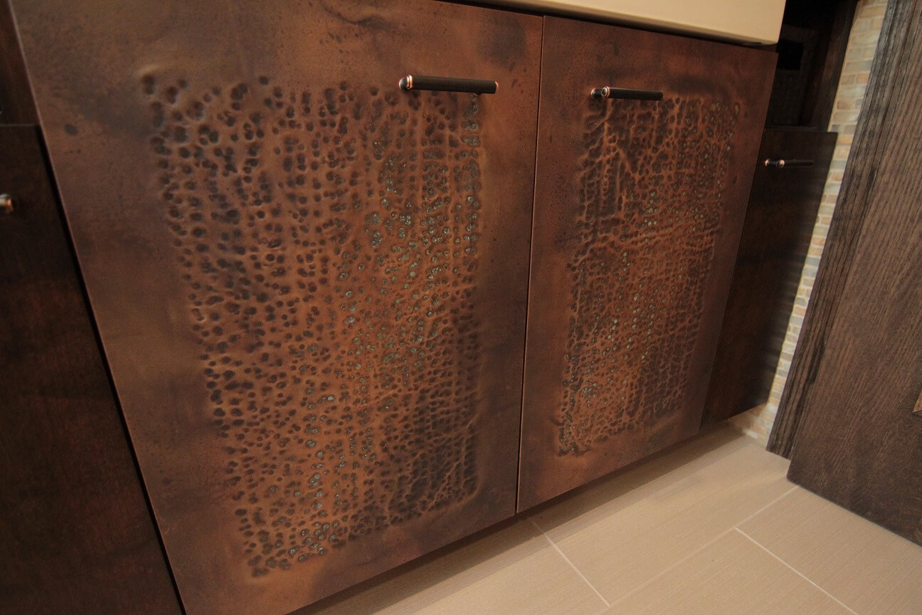 distressed copper cabinet