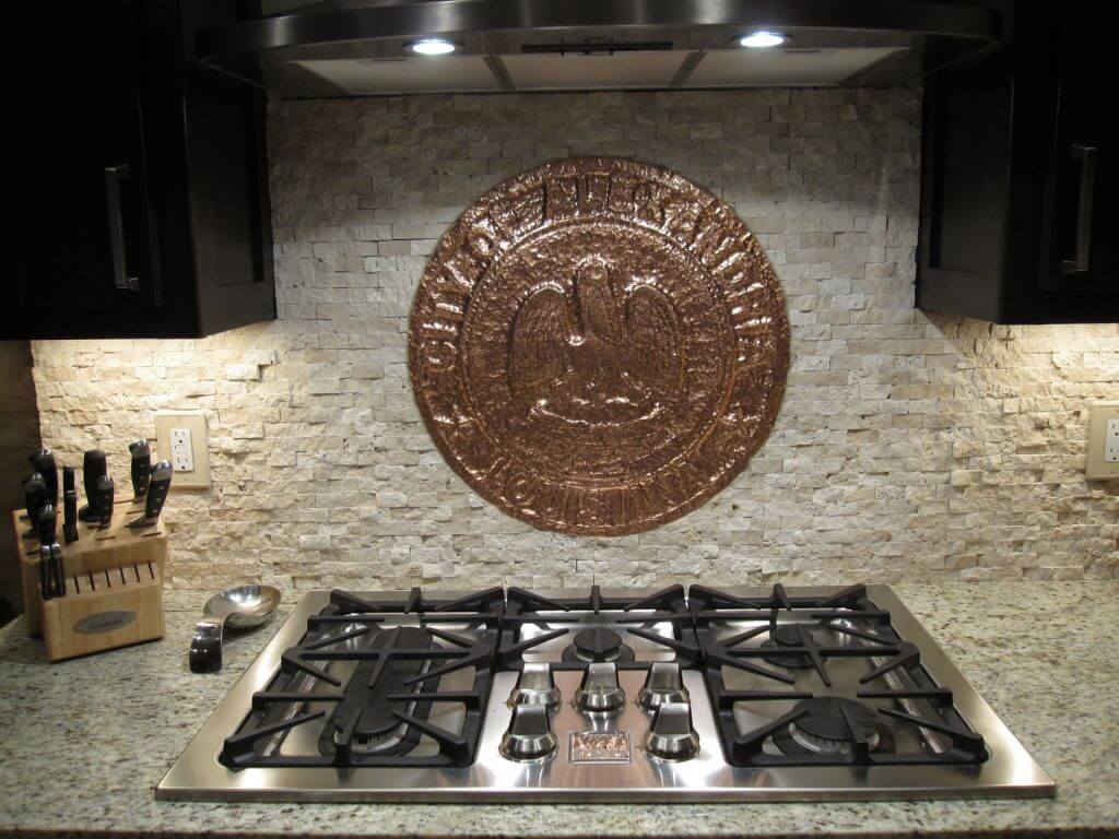 Backsplash with Copper Accent- by J. Peyton of Louisiana