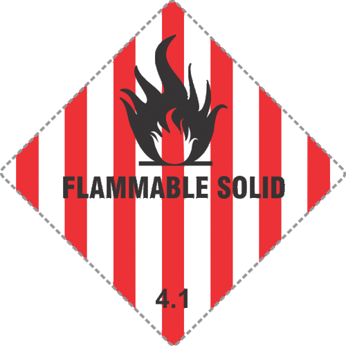 Red and black print on white gloss label Flammable Solid 4.1