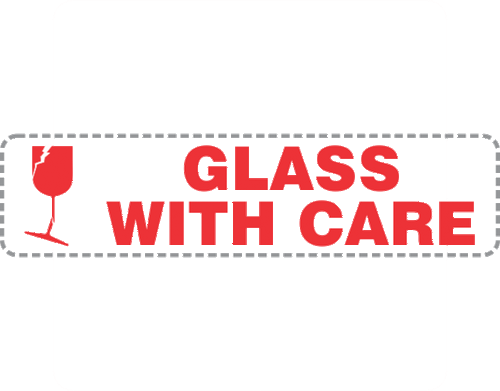 Red Print on white gloss, permanent self adhesive stock