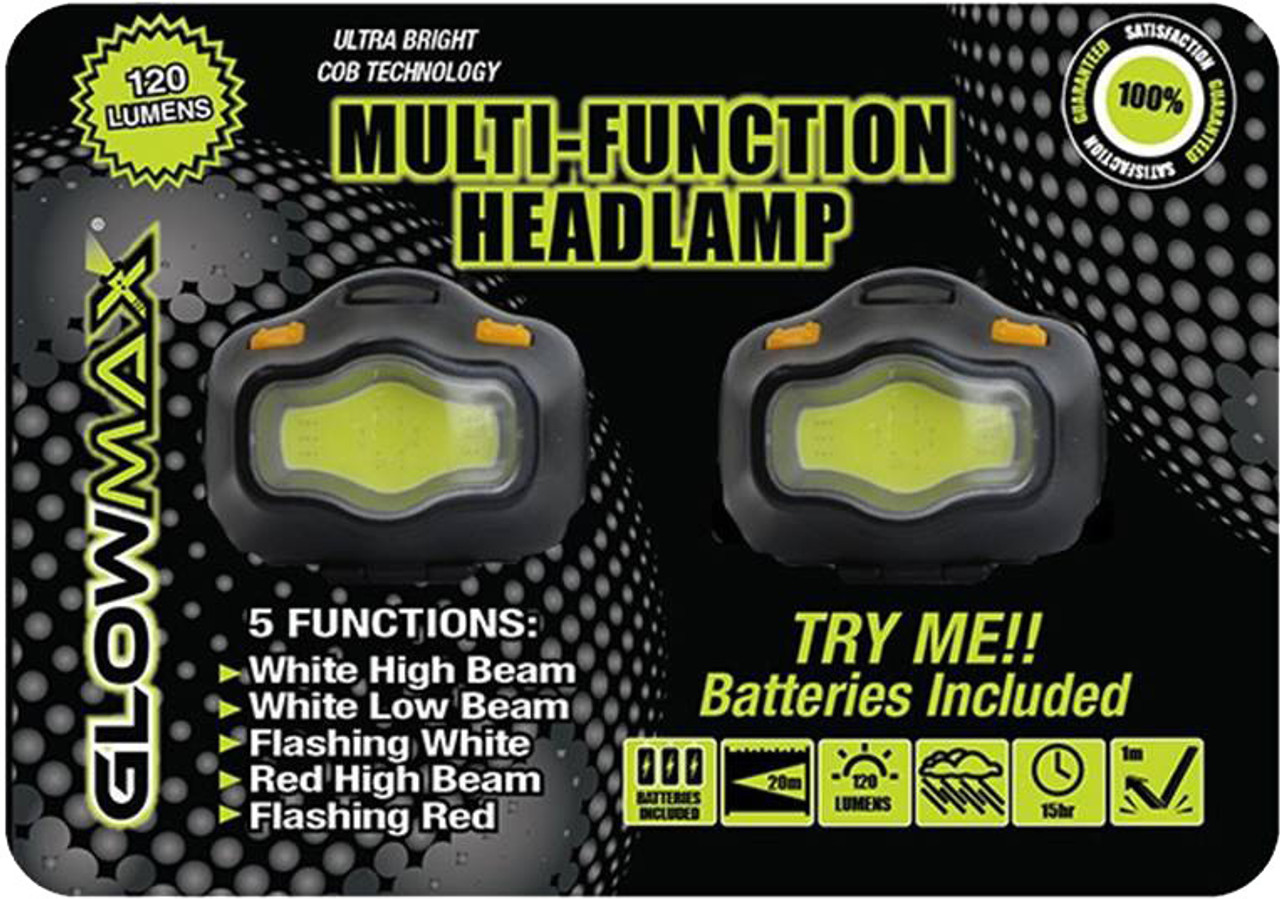 siv tobak Land GlowMax 120 Lumen Multi-Function Headlamps, Pack of 2 - Value Max Products